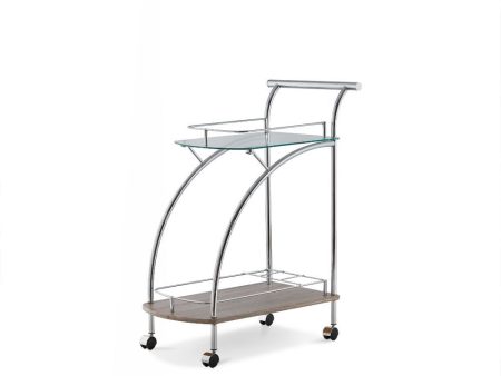 Badin - Serving Cart - Chrome & Clear Glass For Sale