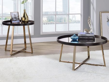 Hepton - Coffee Table - Mirrored, Walnut & Champagne For Cheap