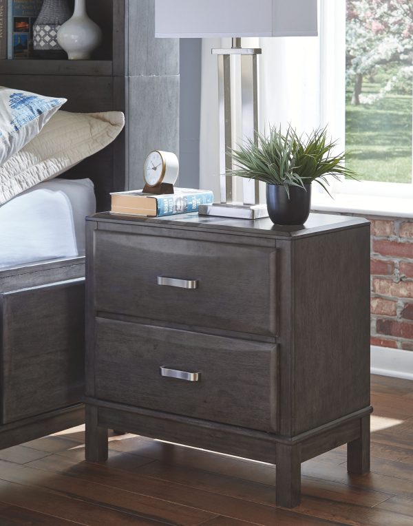 Caitbrook - Gray - Two Drawer Night Stand For Sale