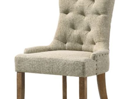 Yotam - Side Chair (Set of 2) - Beige Fabric & Salvaged Oak Finish Discount