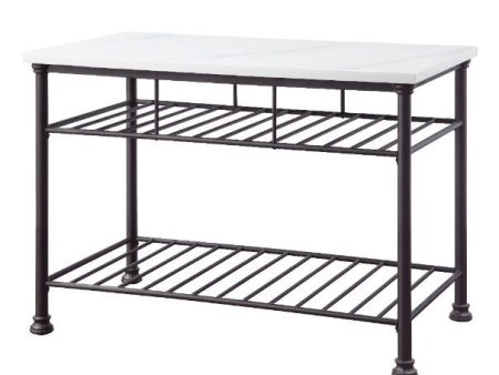 Freyja - Kitchen Island - White Cultured Marble & Gray Finish For Cheap