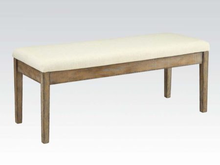 Claudia - Bench - Beige Linen & Salvage Brown Online Sale