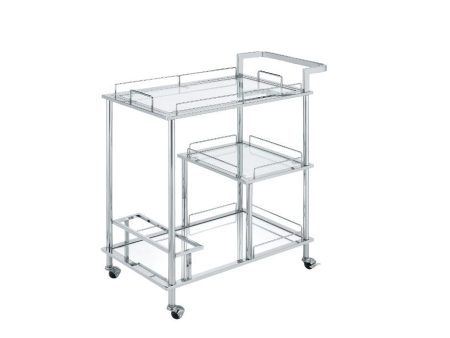 Splinter - Serving Cart - Clear Glass & Chrome Finish Sale