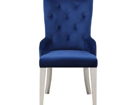 Varian - Side Chair - Blue Fabric & Antique Platinum For Cheap