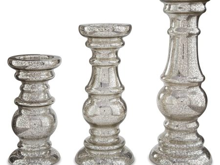 Rosario - Silver Finish - Candle Holder Set (Set of 3) Online