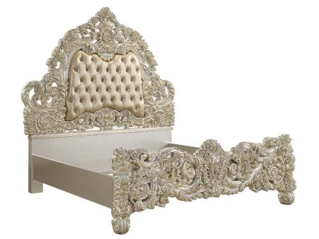 Sorina - Eastern King Bed - PU & Antique Gold Finish For Sale