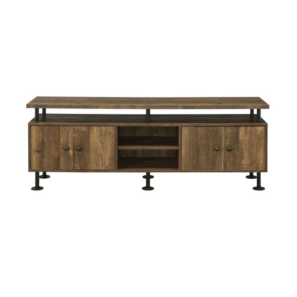 Ensata II - TV Stand - Rustic Oak & Black Finish Online Hot Sale