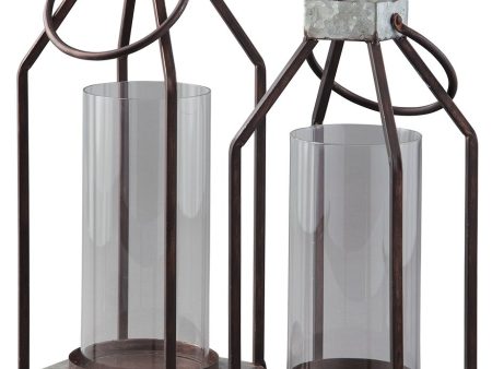 Diedrick - Gray   Black - Lantern Set (Set of 2) For Sale