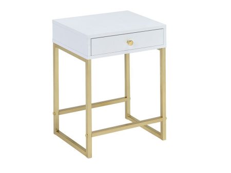 Coleen - Accent Table - White & Brass Supply