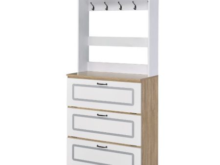 Hewett - Shoe Cabinet - Light Oak & White Finish For Cheap