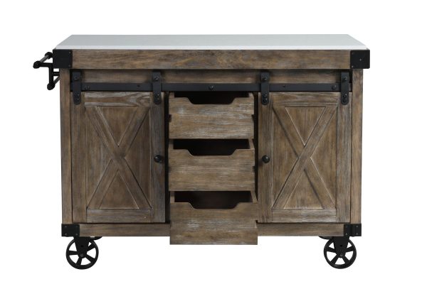 Alforvott - Serving Cart - Marble & Weathered Gray Finish Online Sale