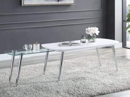 Acme - Coffee Table - White & Chrome Finish For Sale