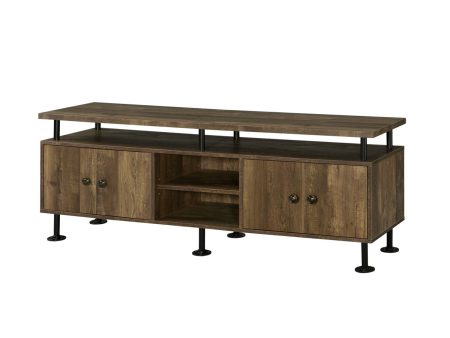 Ensata II - TV Stand - Rustic Oak & Black Finish Online Hot Sale