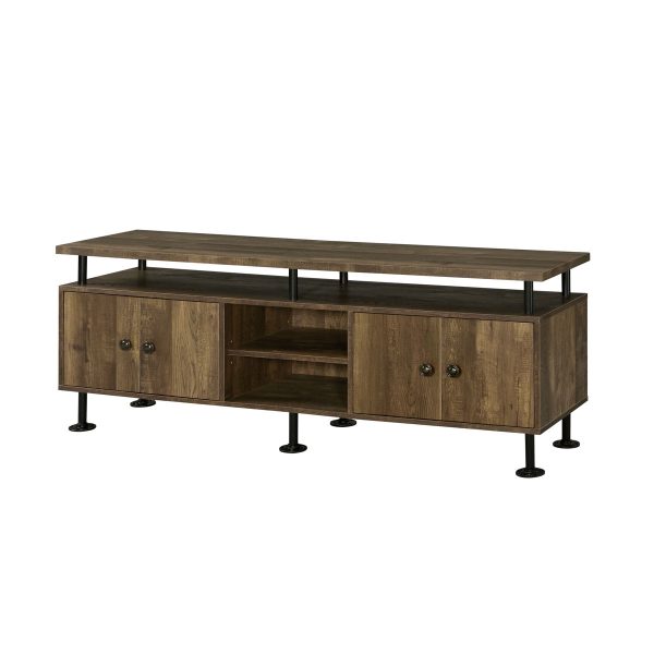 Ensata II - TV Stand - Rustic Oak & Black Finish Online Hot Sale