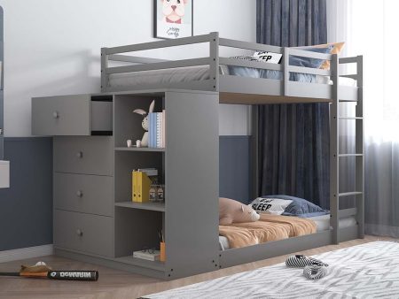 Gaston - Twin Over Twin Bunk Bed - Gray Finish For Cheap