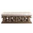 Constantine - Bench - PU Leather, Light Gold, Brown & Gold Finish on Sale