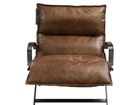 Zulgaz - Accent Chair - Cocoa Top Grain Leather & Matt Iron Finish Online now