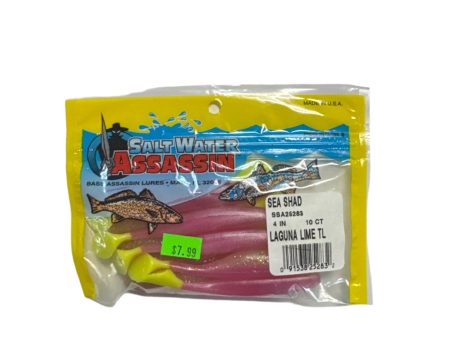 Saltwater Assassin Shad Laguna Lime 4in 10 Ct For Sale