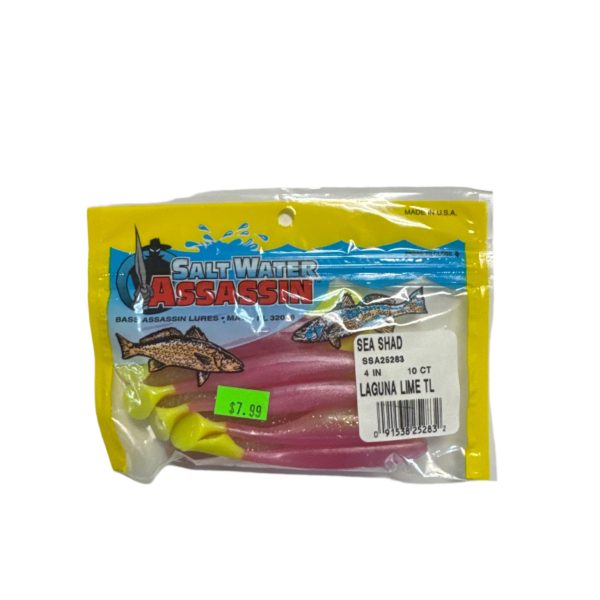 Saltwater Assassin Shad Laguna Lime 4in 10 Ct For Sale